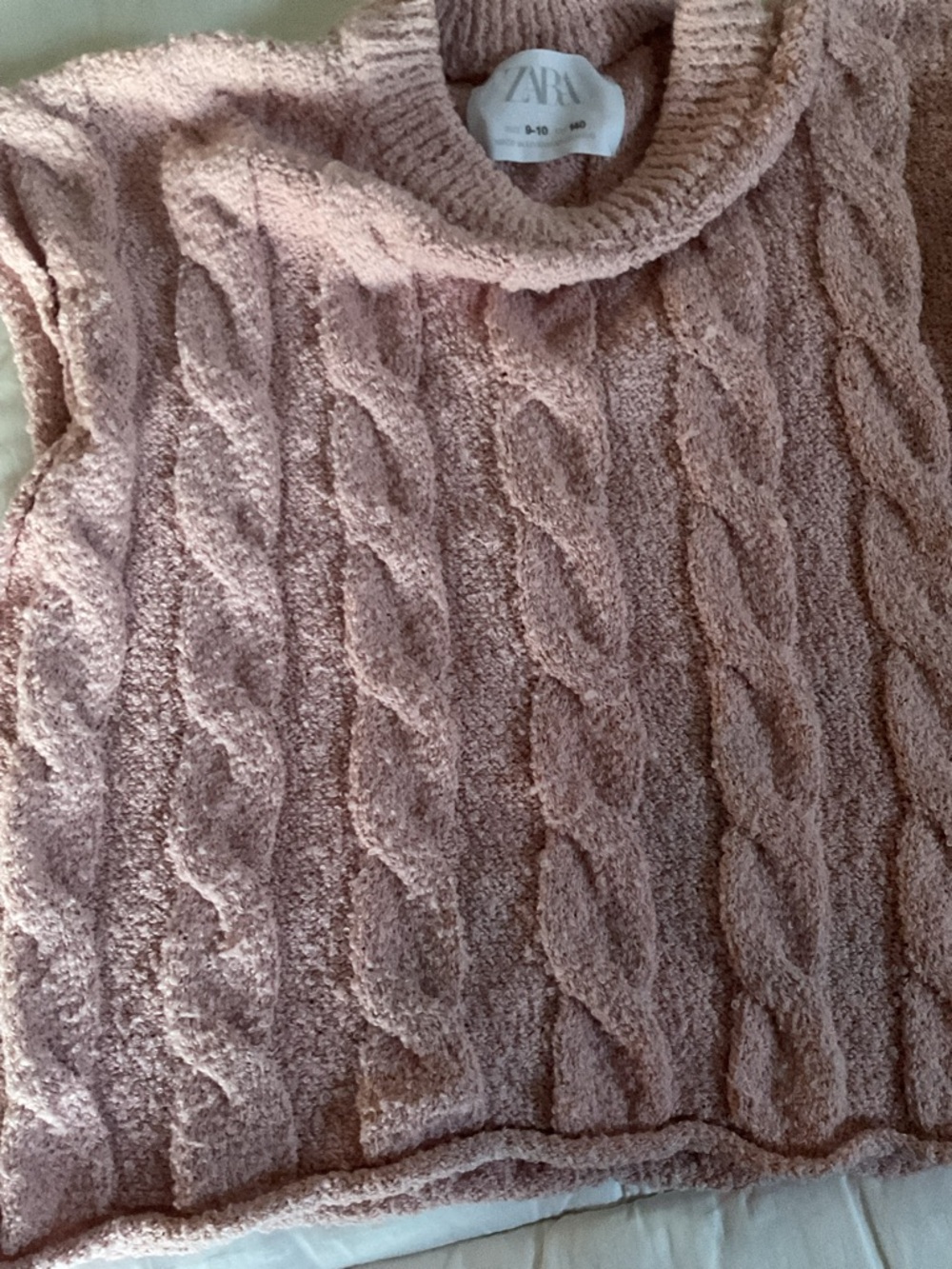 ZARA Pink Cable Knit Crewneck Sweater Vest - Picture 3 of 5